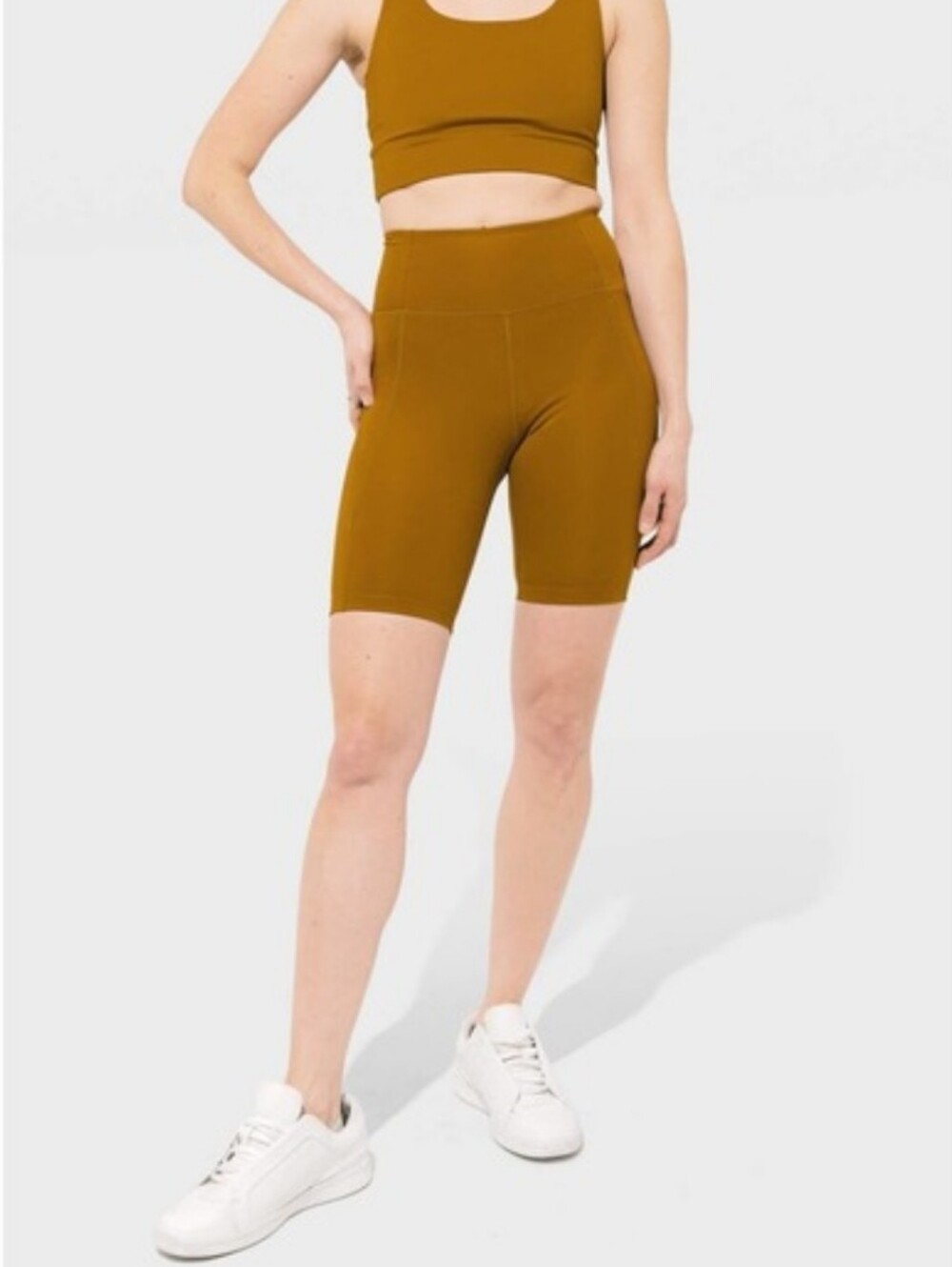 NEW girlfriend collective Light Brown Activewear Biker Shorts